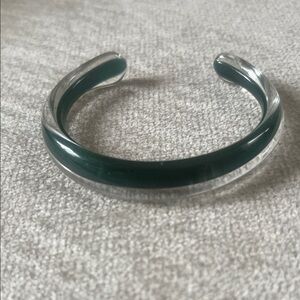 Clear and Green blown glass Cuff Bracelet